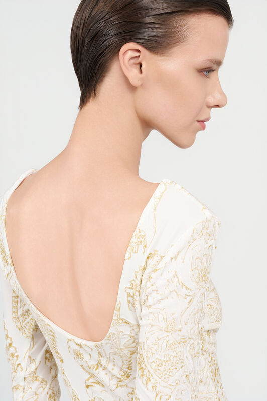 RC Ornamental White Print Top WHITE WQT609-6CR36
