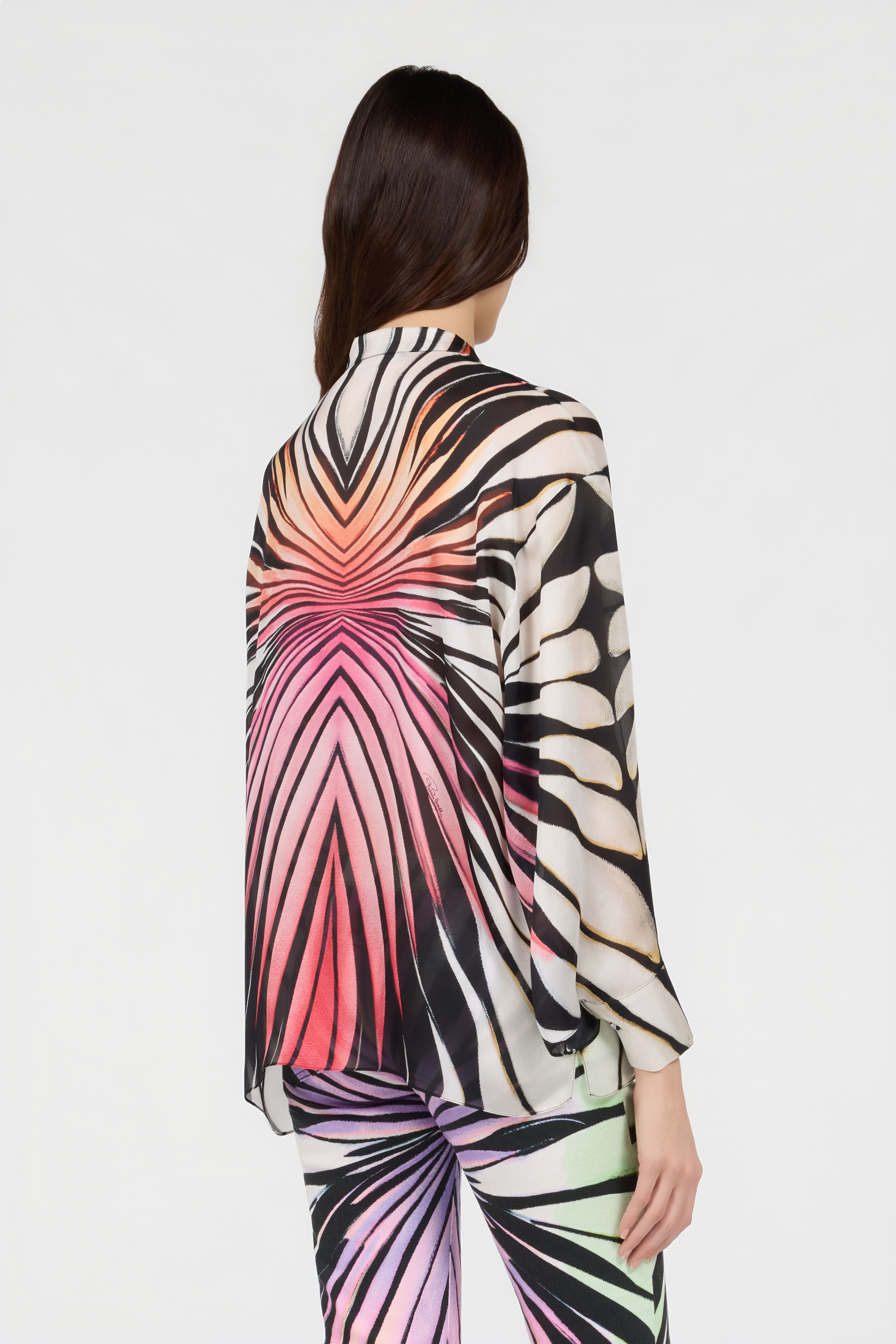 RC Camisa De Seda Estampado Ray Of Paradise CORAL XKT700-CTM33