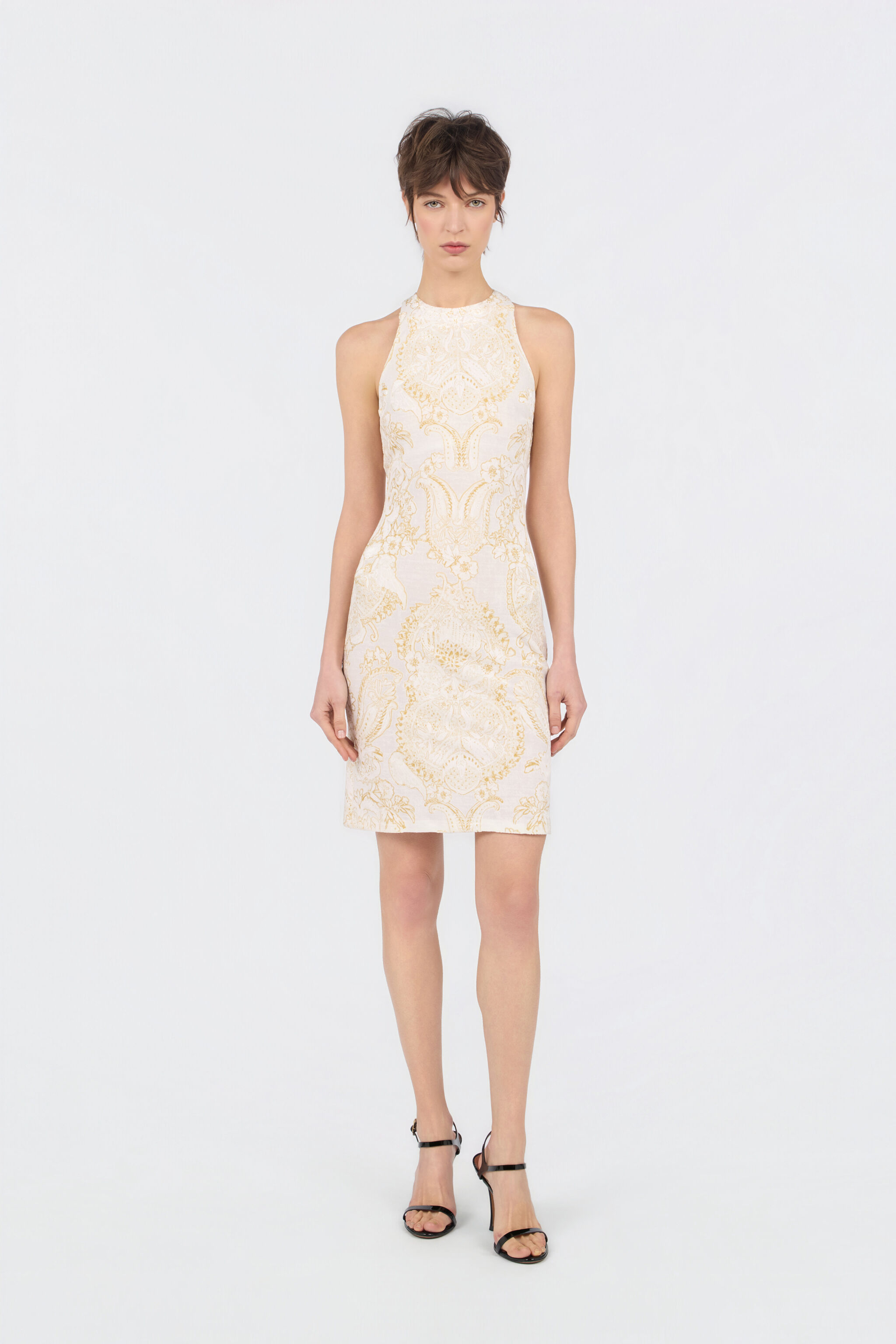 RC Ornamental White Print Dress WHITE WQT153-6CR36