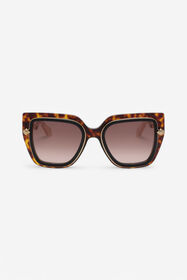 RC Wide and feminine front sunglasses with double ring decoration BLACK TOP+HAVANA UALD06-ID201