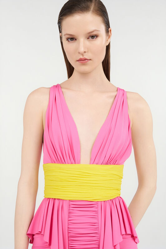 RC Vestido drapeado bicolor PINK WQT118-LL006