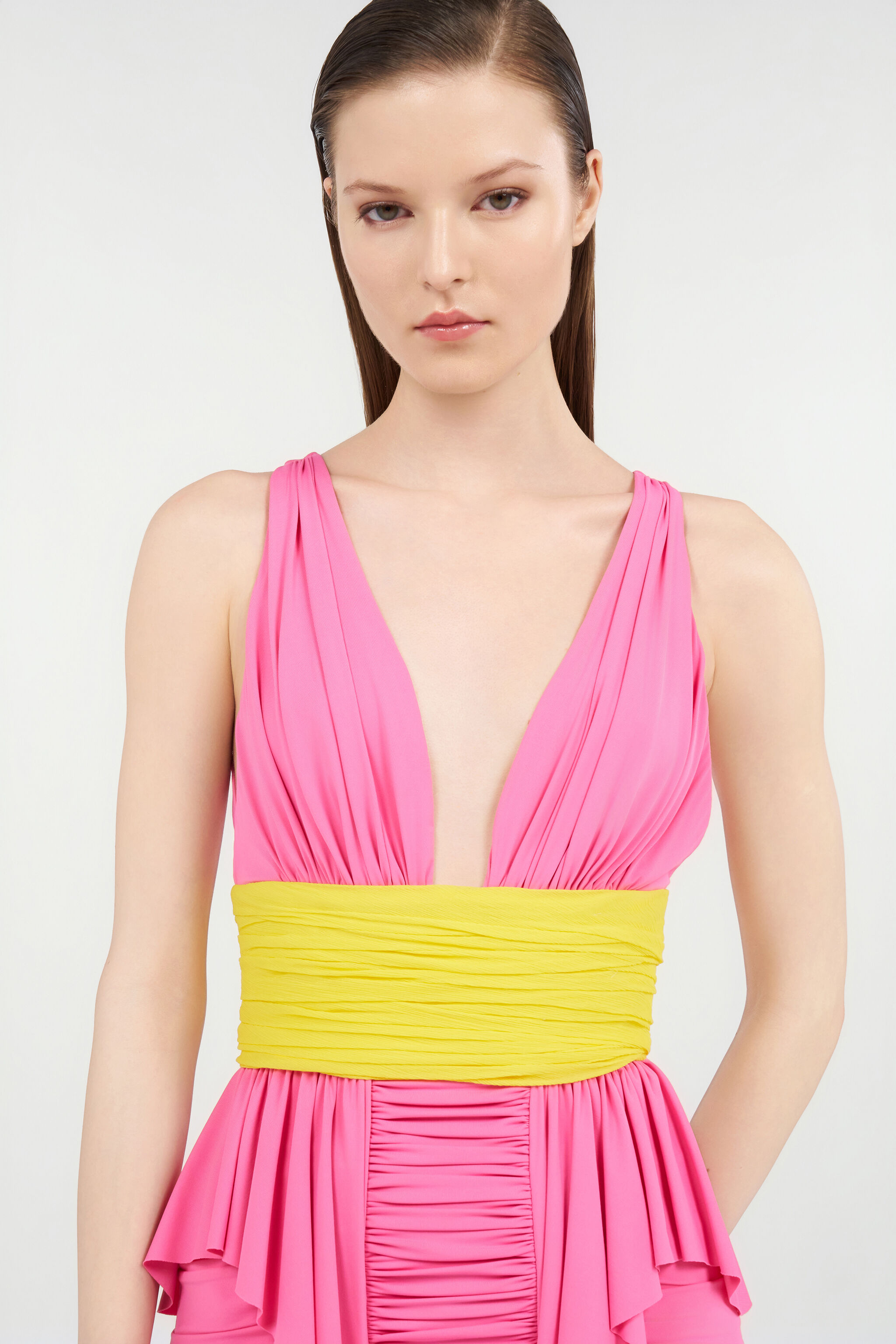 RC Vestido drapeado bicolor PINK WQT118-LL006