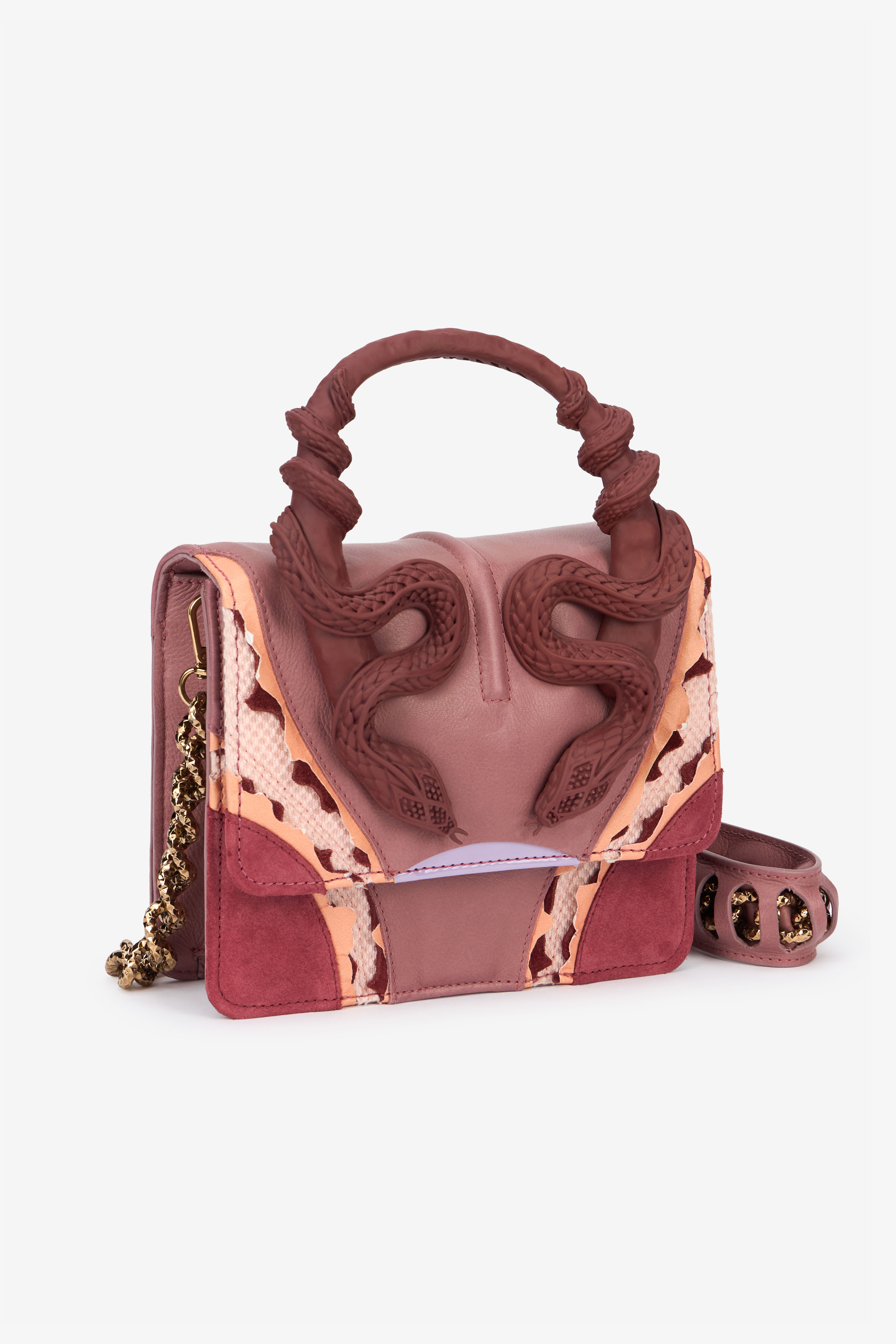 RC Kleine Tasche In Rosa Mit Schlangen ROSSO/ROSA/BORDEAUX VWB003-PZS67