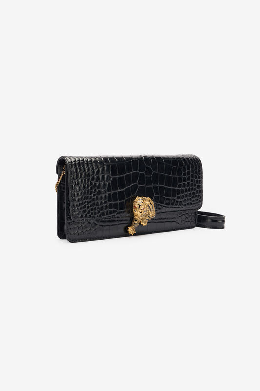 RC Bolso De Mano Pochette Largo Roar Estampado Cocodrilo Negro TKB012-PZ975