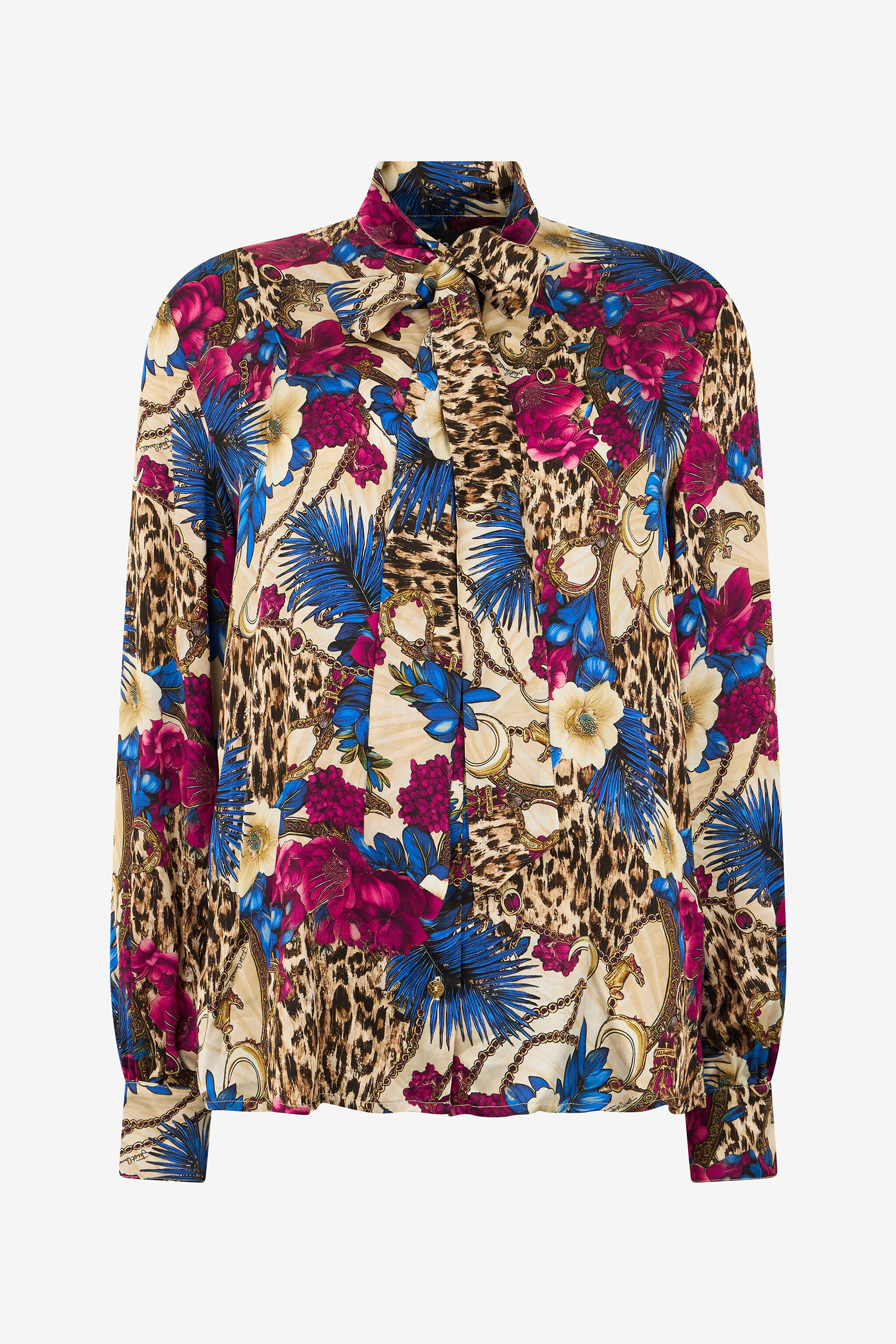 JC Flower Leo Print Shirt 700 BEIGE + 343 CILI VFT235-VF382