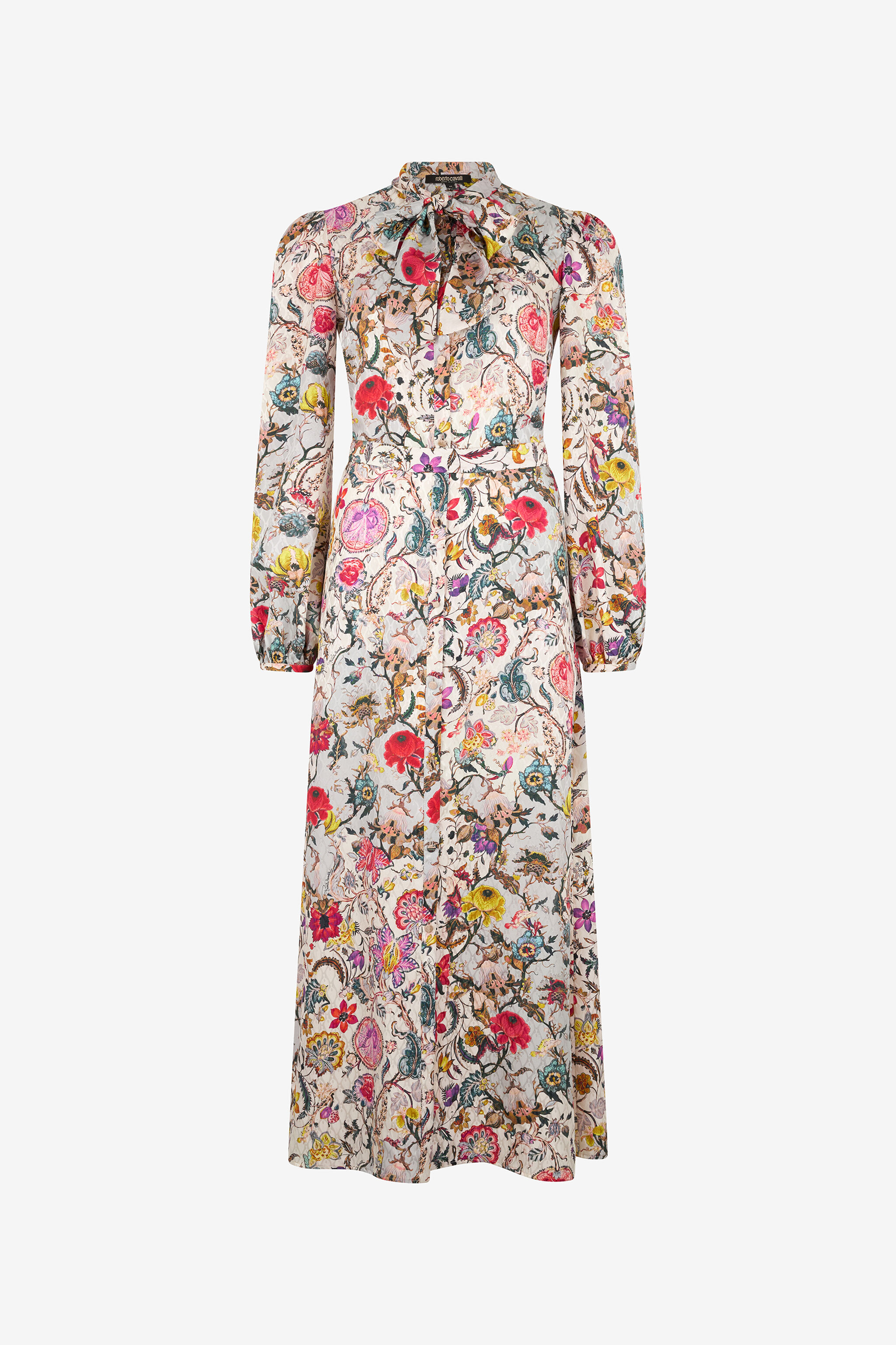 RC Langes Seidenkleid mit Florentine Flowers-Print BEIGE WQT112-RYR29
