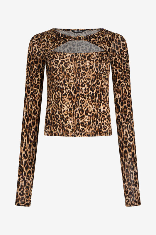 JC T-Shirt mit Leoparden-Print BEIGE VFT208-VF331