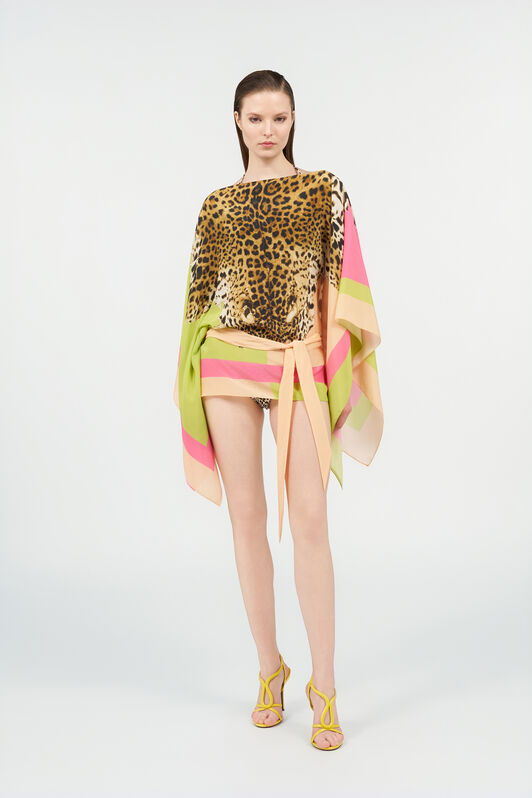 RC Kaftán de seda con estampado Cavalli Pop LIGHT GREEN WQT725-SQR33