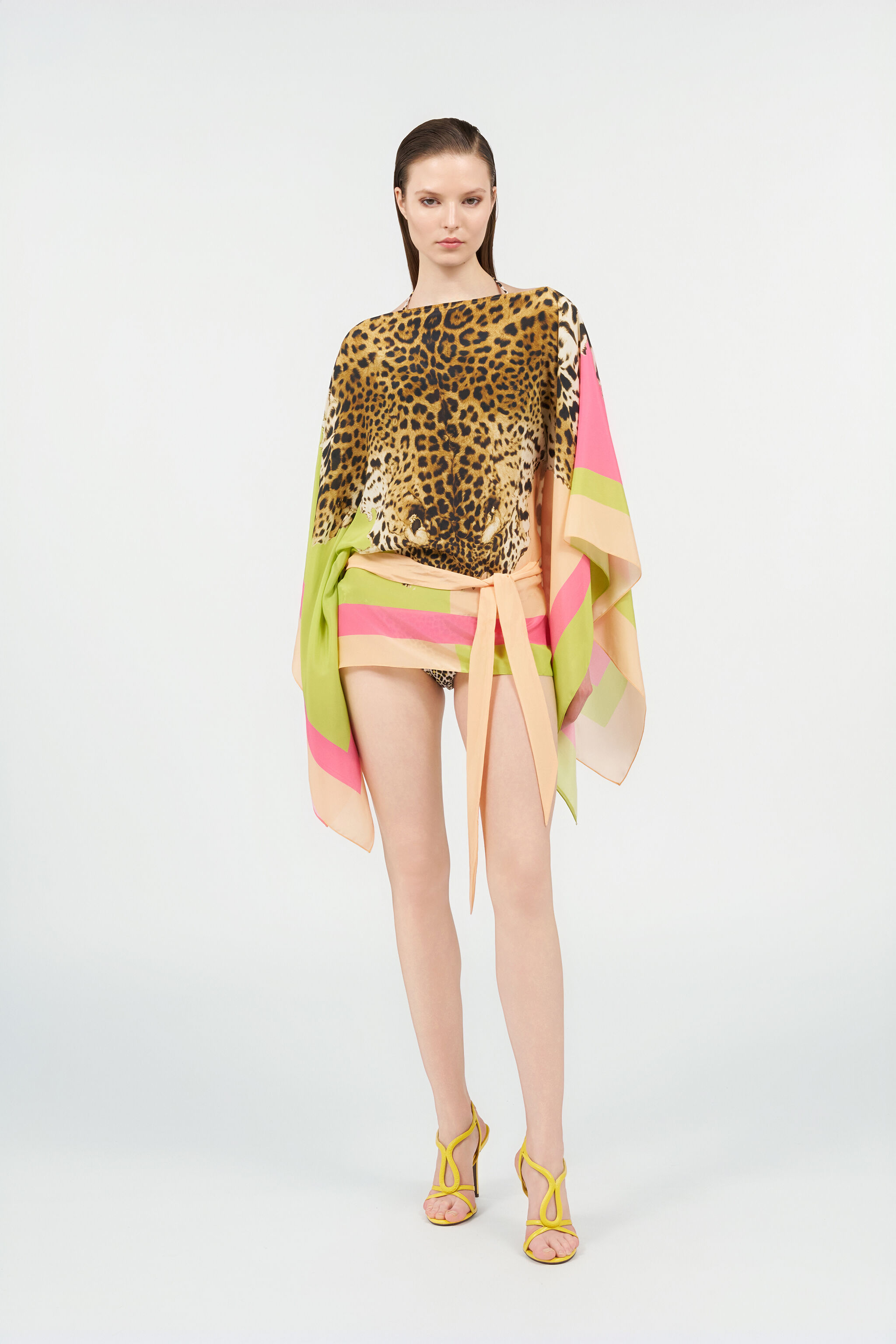 RC Kaftán de seda con estampado Cavalli Pop LIGHT GREEN WQT725-SQR33
