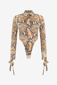 RC Python Print Shirt Bodysuit Brown UWT706-4QN93