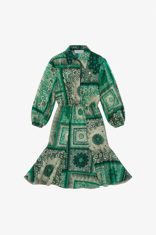 JU Vestido con Estampado de Bandana Verde TJT10T-4QN16
