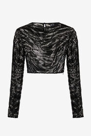 JC Crop-Top Mit Motiv Zebra Aus Strass Schwarz UFT134-UF188