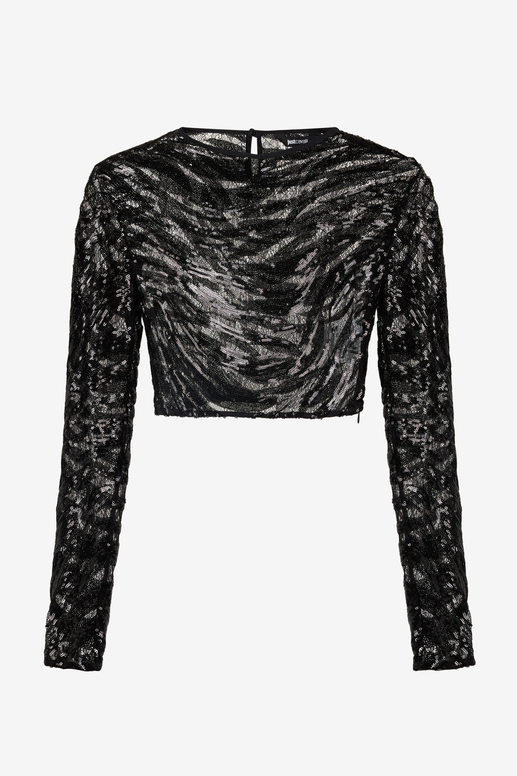 JC Crop-Top Mit Motiv Zebra Aus Strass Schwarz UFT134-UF188