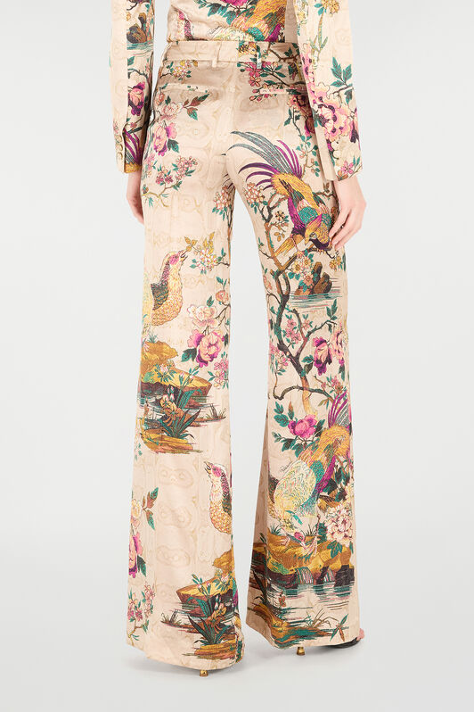 RC Palazzohose Mit Oriental Bird Print Elfenbein/Rosa VKT201-TYP76