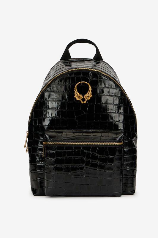 RC Roar Schwarzer Leder-Rucksack BLACK WRB001-PZ975