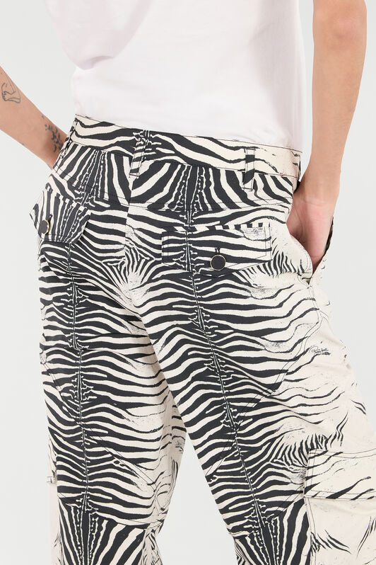 RC Pantalones De Algodón Elástico Con Estampado White Tigresse Negro/Blanco UKT211-3AN49