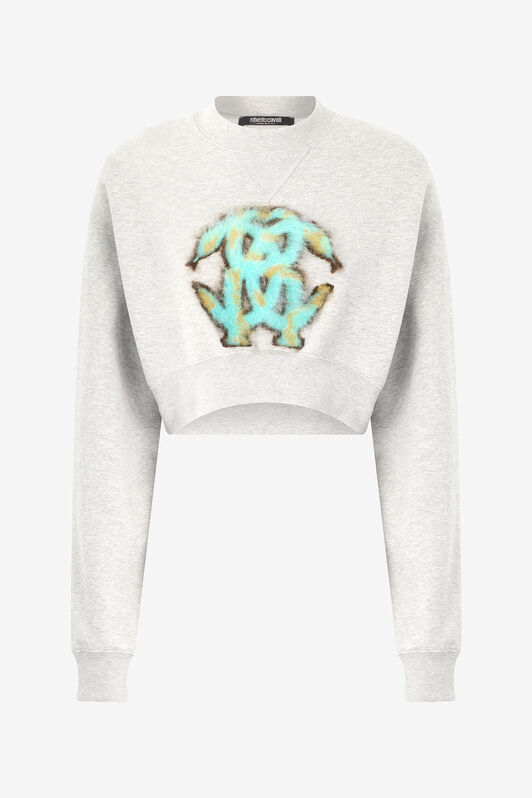 RC Felpa Cropped Con Monogram Mirror Snake Grigio VKT68A-CF007
