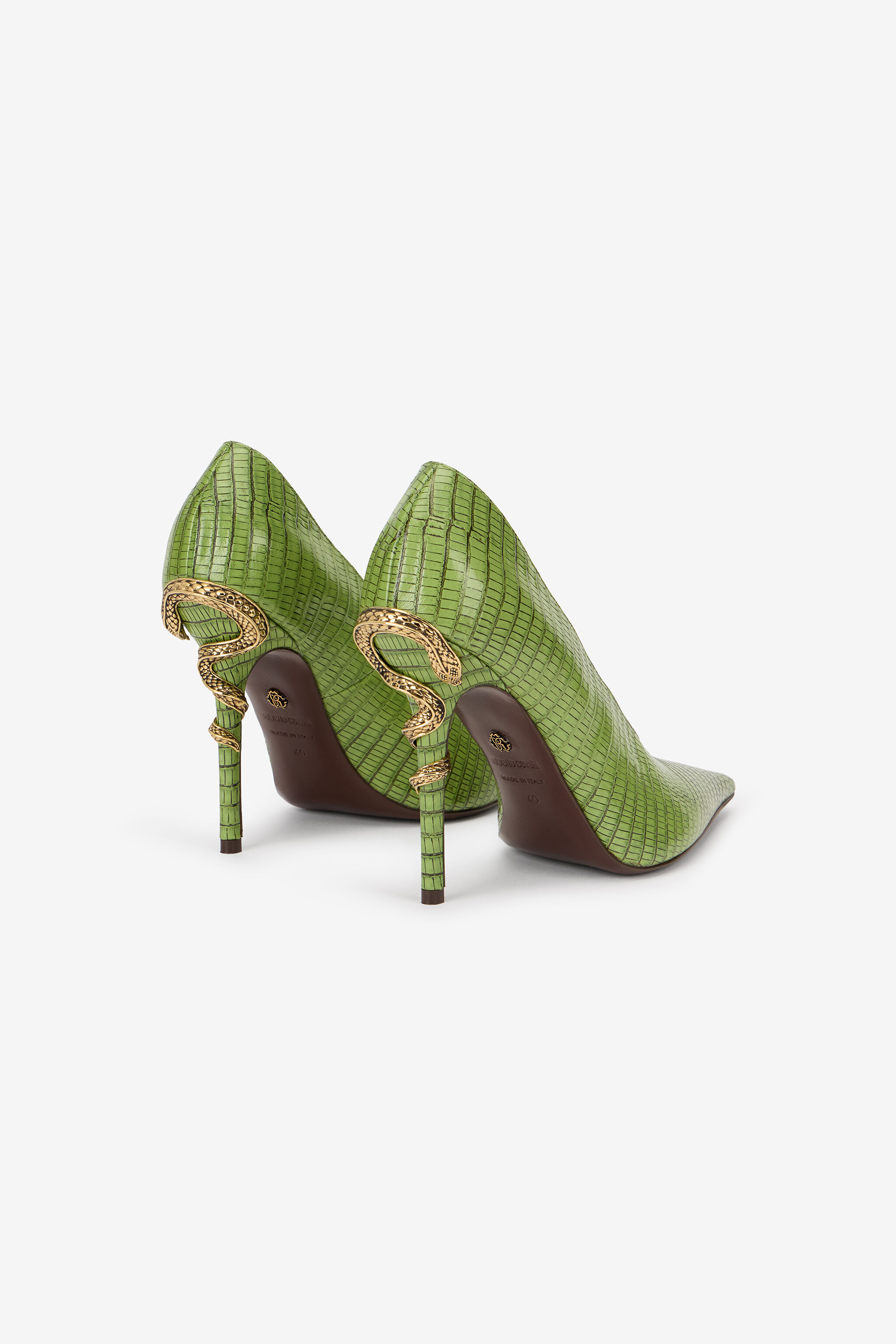 RC Leder-Pumps mit Schlangendetail PISTACHIO WKS009-PZ119