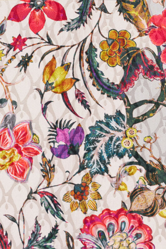 RC Langes Seidenkleid mit Florentine Flowers-Print BEIGE WQT112-RYR29
