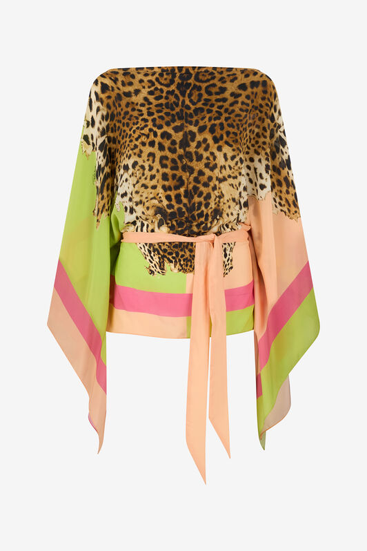 RC Kaftán de seda con estampado Cavalli Pop LIGHT GREEN WQT725-SQR33