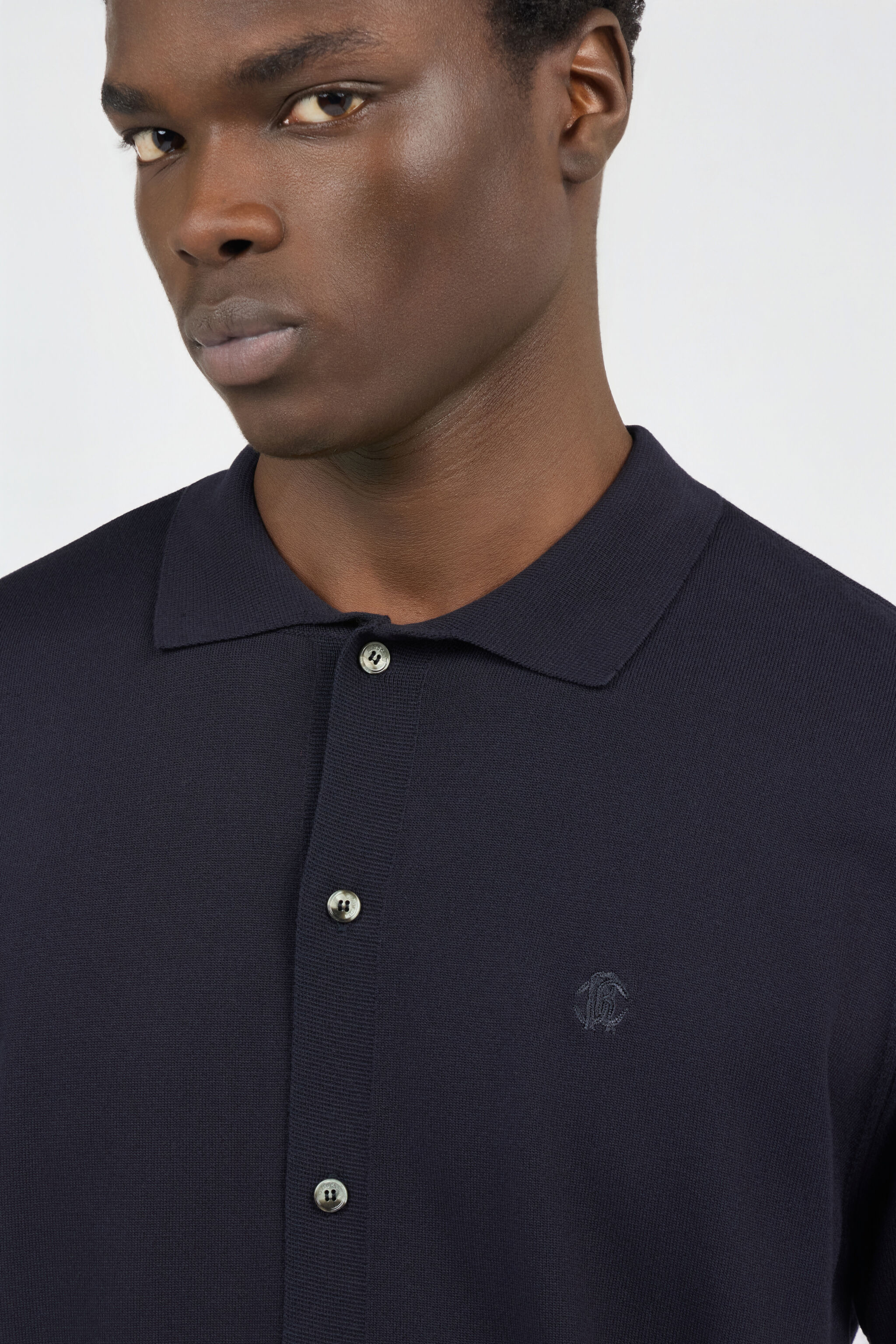 RC Blaues Strick-Poloshirt mit Monogram RC BLU NAVY SOT71D-VI044