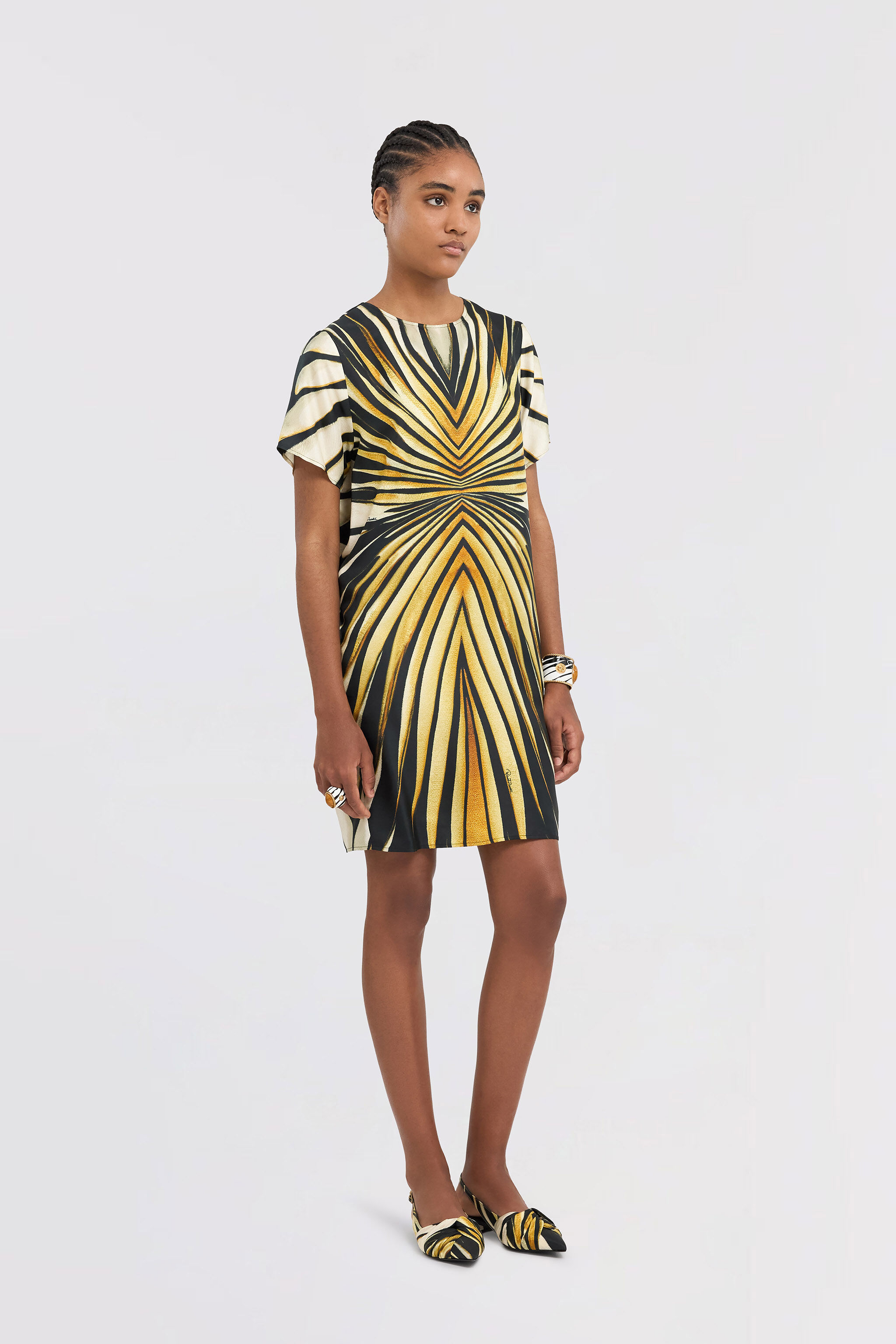 RC Minivestido De Seda Con Estampado Ray Of Gold Oro TKT101-4QM33