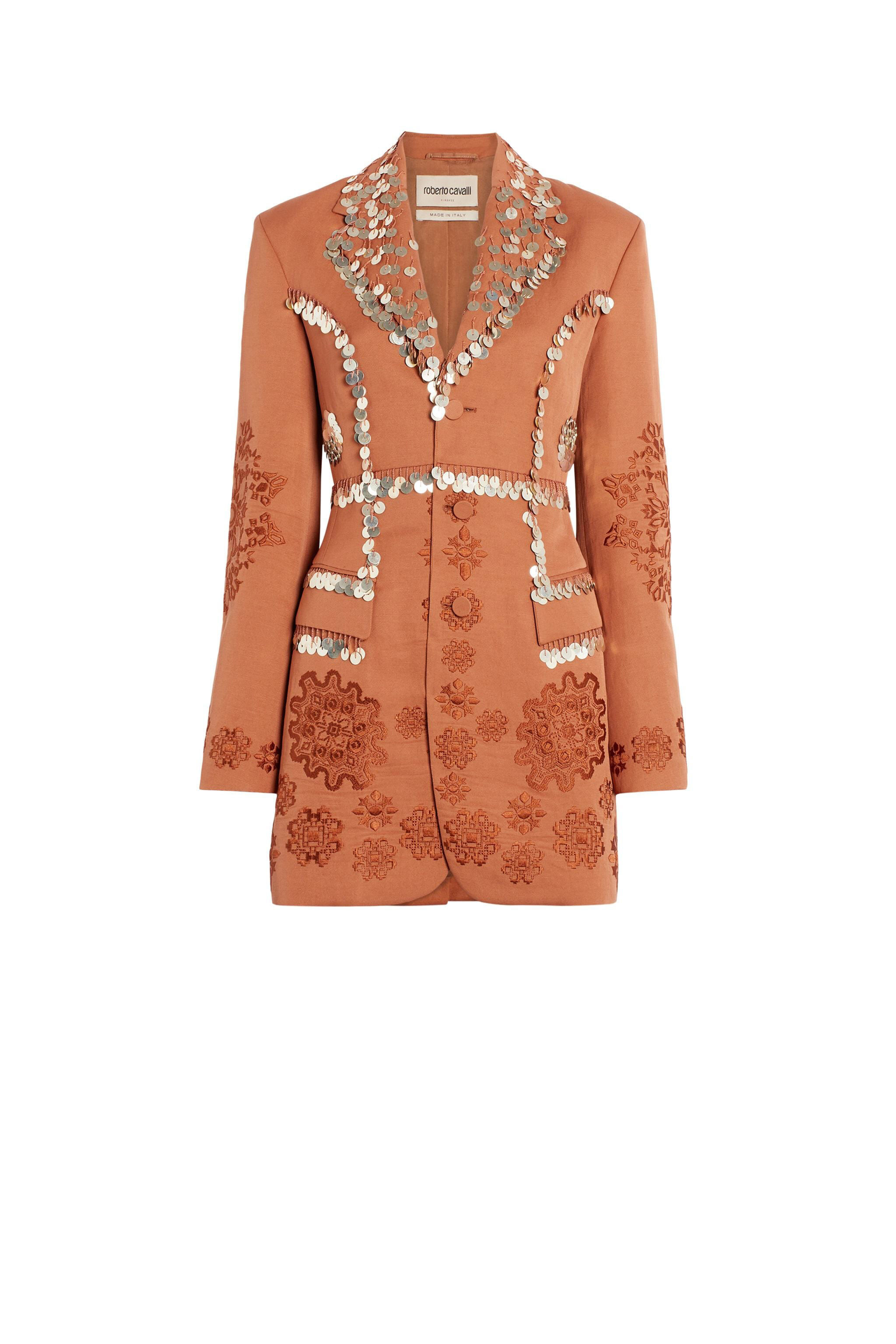 RC Giacca sartoriale con ricami e paillettes Marrone IWR412-LG026