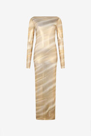 RC Langes transparentes Kleid mit Nilo Print GOLD-SAHARA WWT127-TLS27