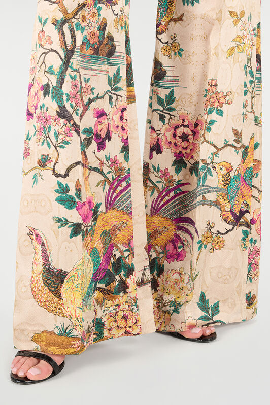 RC Palazzohose Mit Oriental Bird Print Elfenbein/Rosa VKT201-TYP76