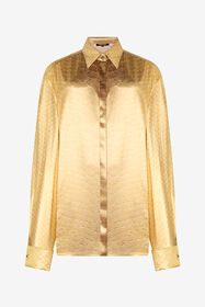RC Golden Beige Silk Shirt with Serpentine Print BEIGE/GOLD WWT700-SZS31