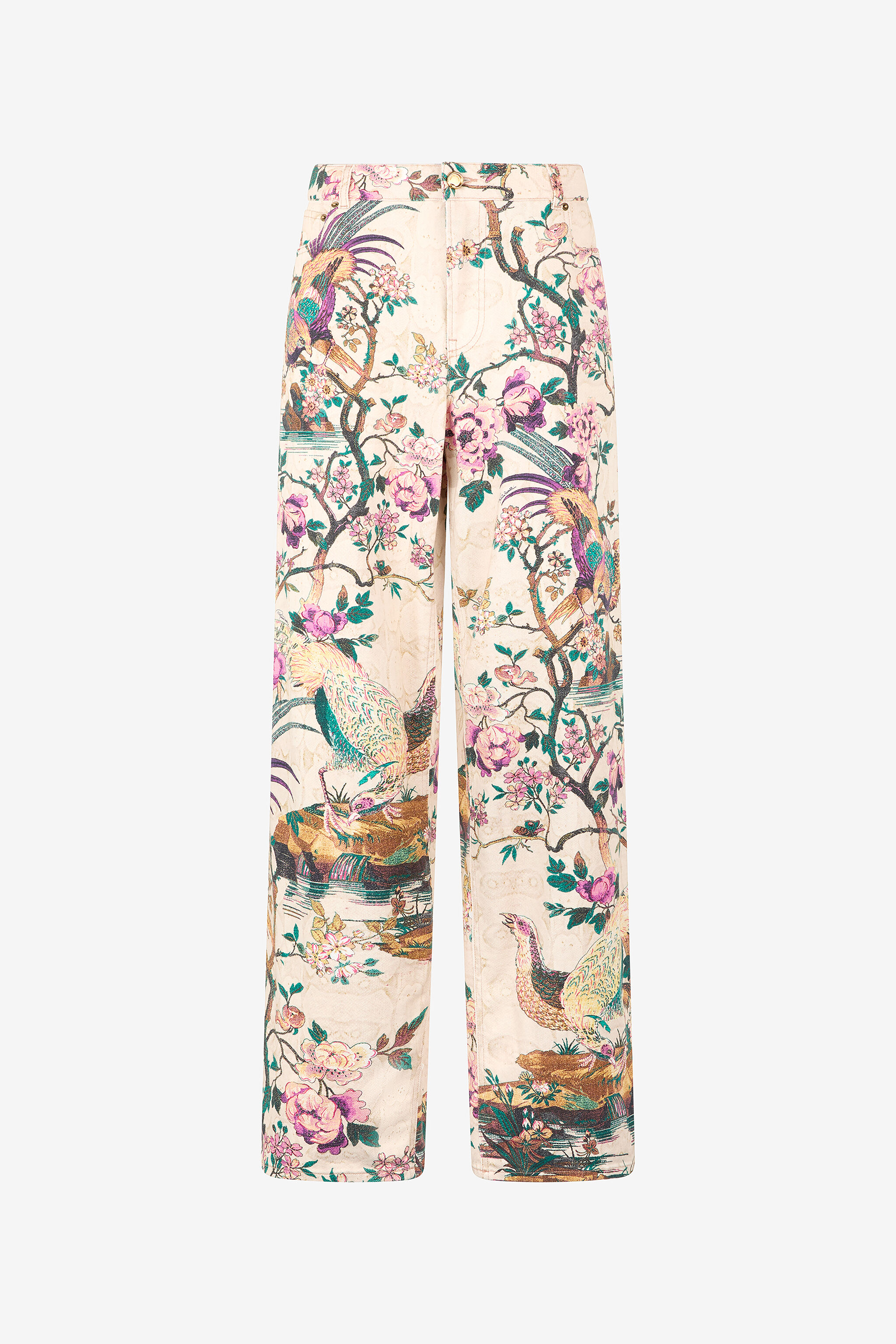 RC Jeans Mit Oriental Bird  Print Elfenbein/Rosa VKJ207-DAP76