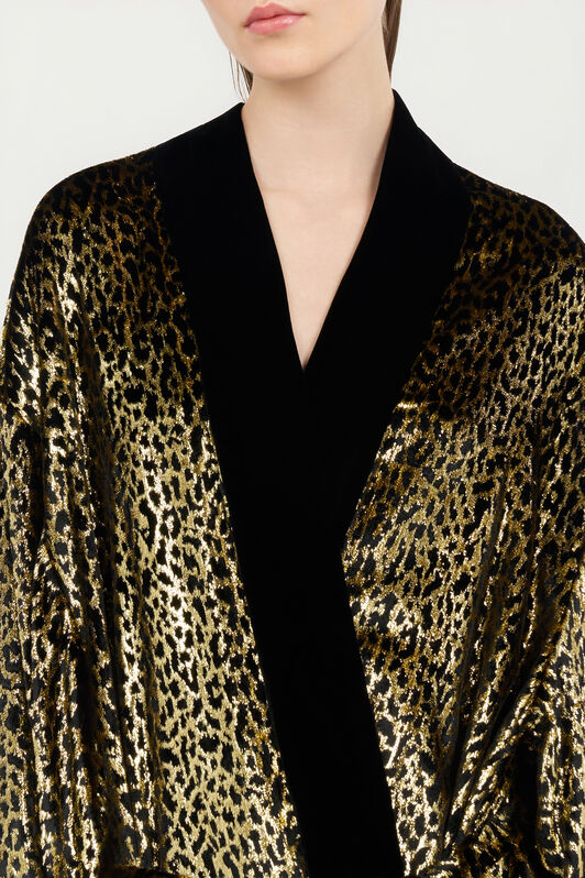 RC Mantel mit Fil Coupé Leopard-Print BLACK/GOLD WKT502-FT061