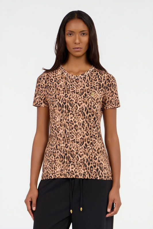 JC T-Shirt mit Leopardendruck und Logo BEIGE VFT184-VF307