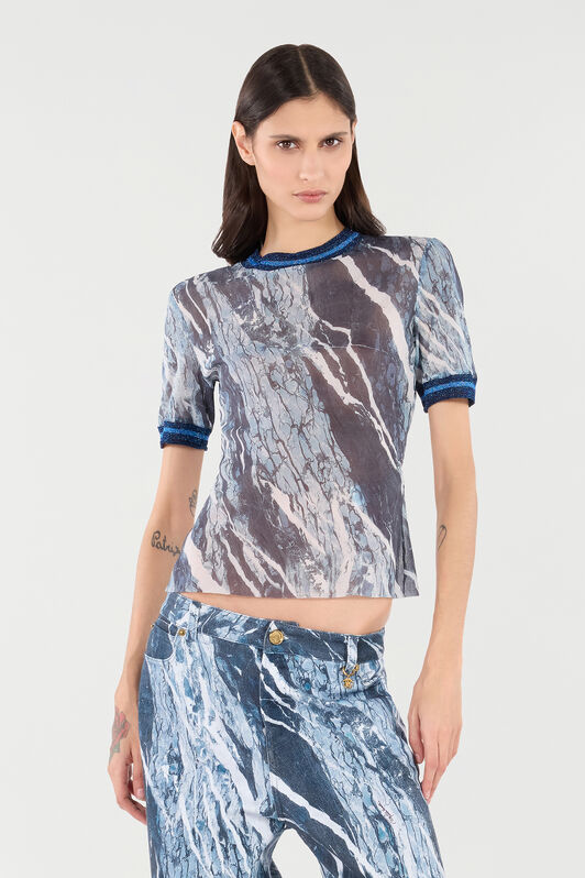 RC T-Shirt Mit Print Marble Und Glitzernden Säumen Dunkelblau UKT65E-6HN22