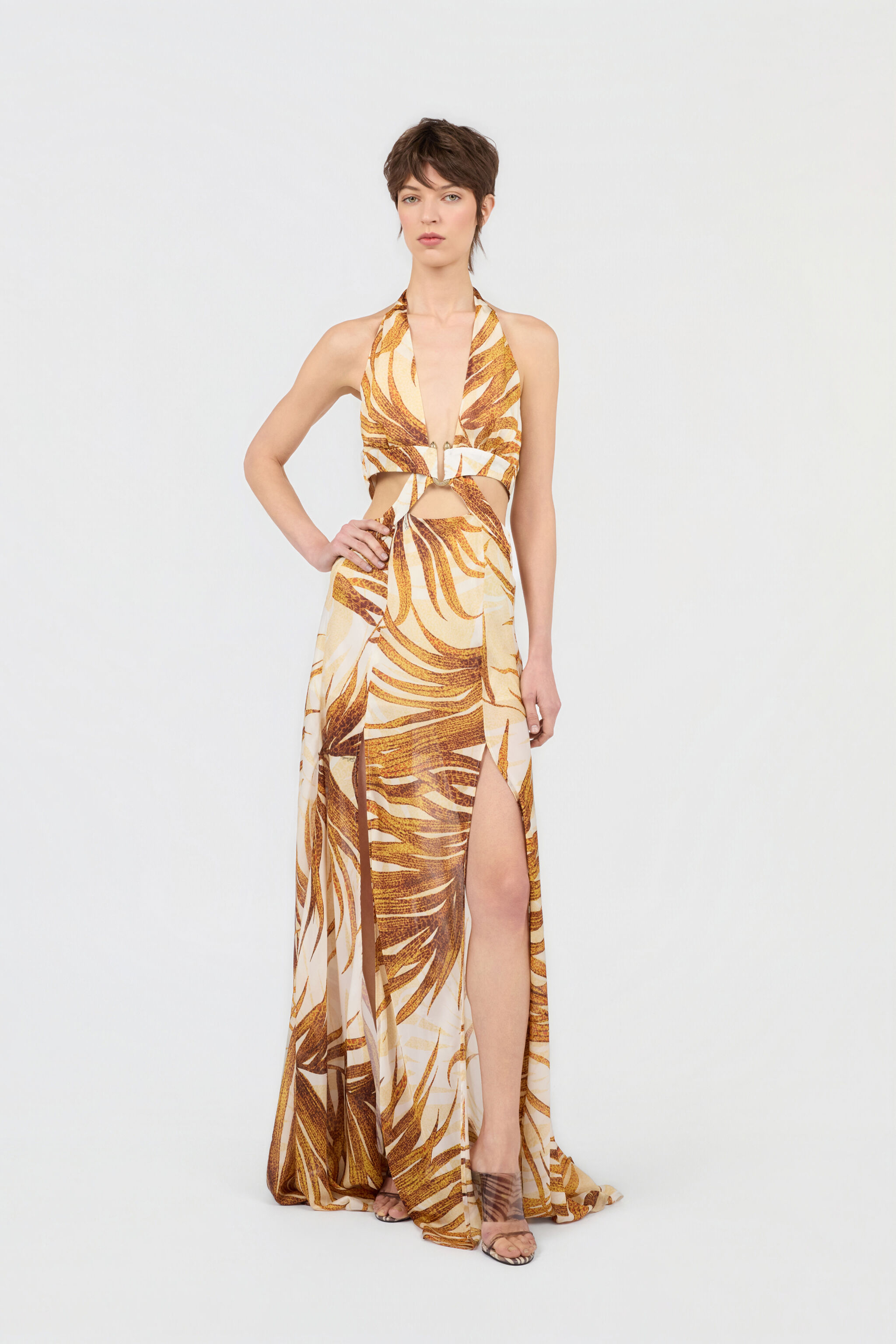 JC Maxikleid mit Golden Palm-Print DAFFODIL WFT305-WF703