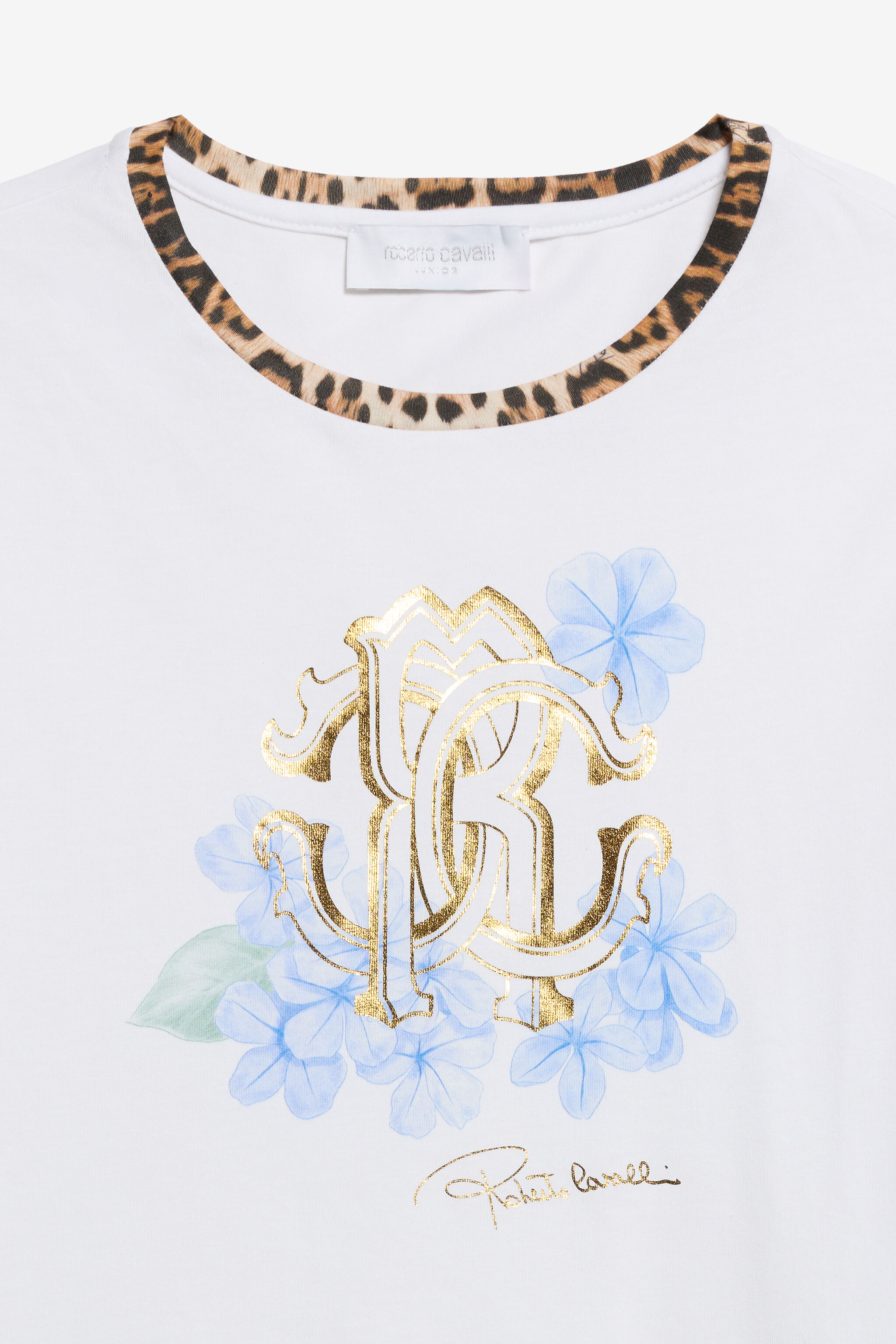 JU T-shirt Con Logo RC Floreale E Dettaglio Leopard OPTICAL WHITE WJT60Q-JD001