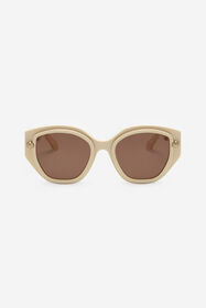 RC Wide and feminine front sunglasses with double ring decoration SHINY FULL CREAM UALD05-ID200