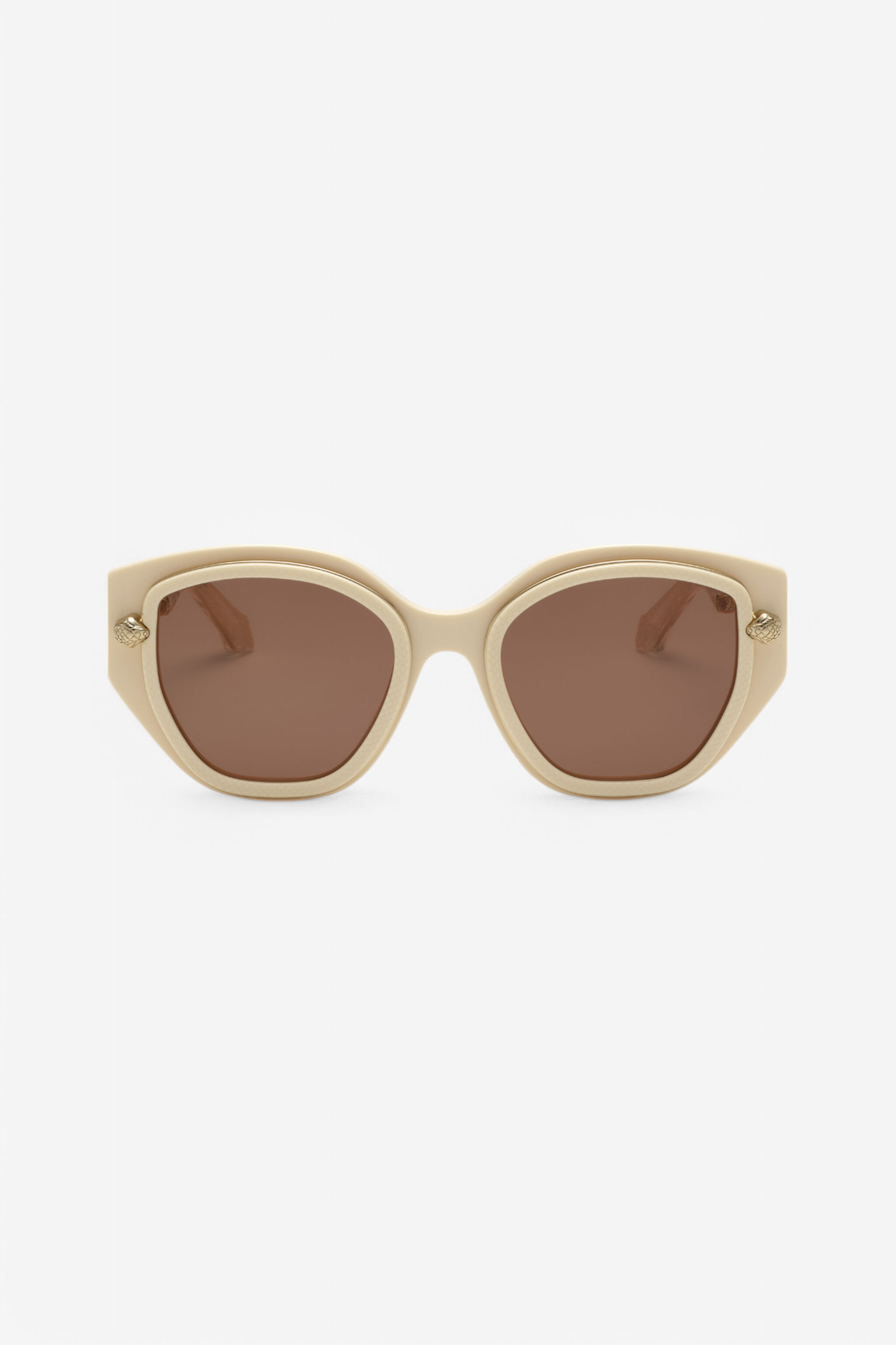 RC Sonnenbrille mit breiter und femininer Vorderseite und doppeltem Ring als Dekor SHINY FULL CREAM UALD05-ID200