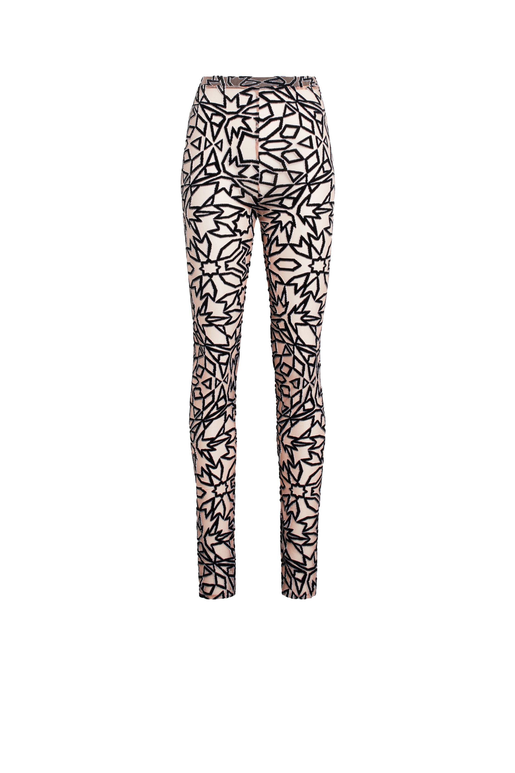 RC Leggings mit Samt-Ausbrennermuster Weiß IWT208-FY039