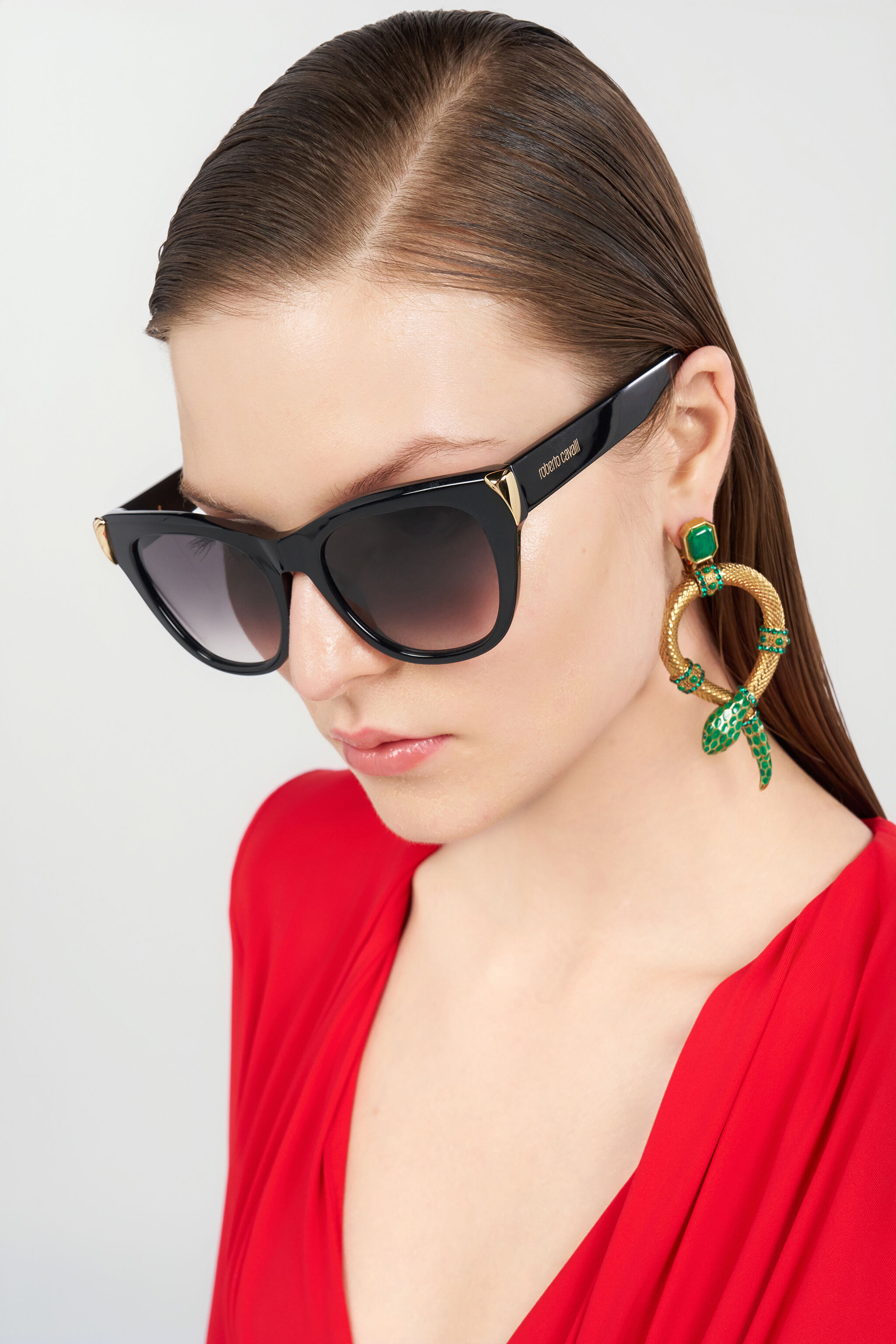 RC Sunglasses with feminine cat-eye and feng on sides Noir ALD029-ID189