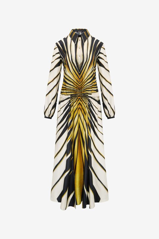 RC Ray Of Gold Estampado Vestido Midi De Seda Oro TKT110-4QM33