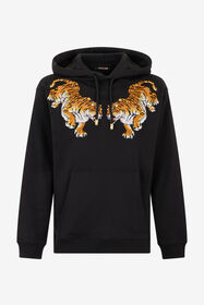 RC Black Hooded Sweatshirt With Tiger Embroidery BLACK WNT69A-CF057