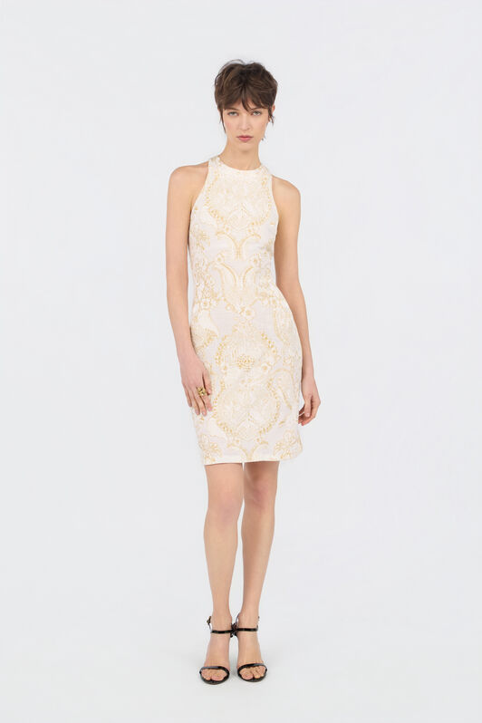RC Ornamental White Print Dress WHITE WQT153-6CR36