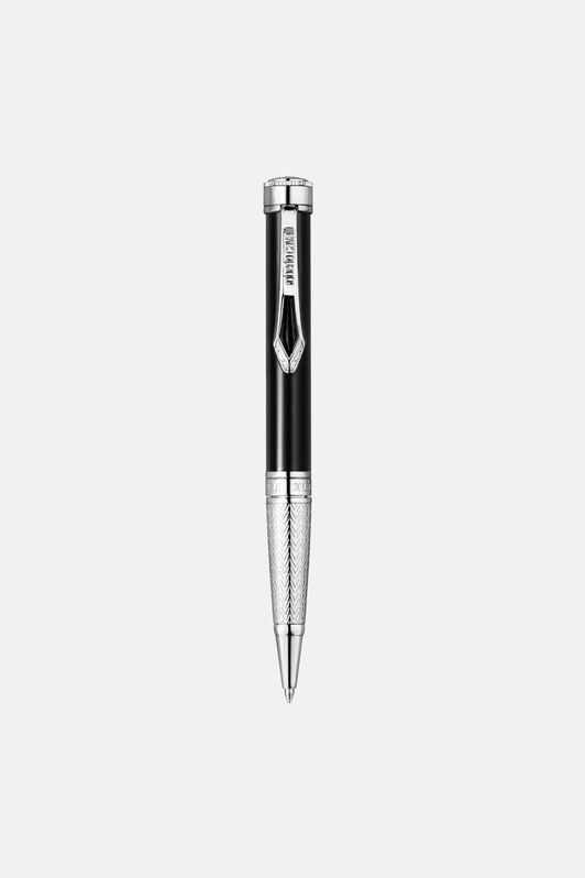 RC Penna a sfera Lacquer di Roberto Cavalli, color argento e lacca nera SILVER BLACK VALG09-IG272