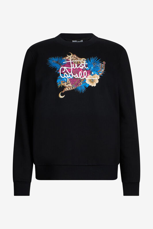 JC Schwarzes Sweatshirt mit Floralem Logo-Print BLACK VFS025-VF349