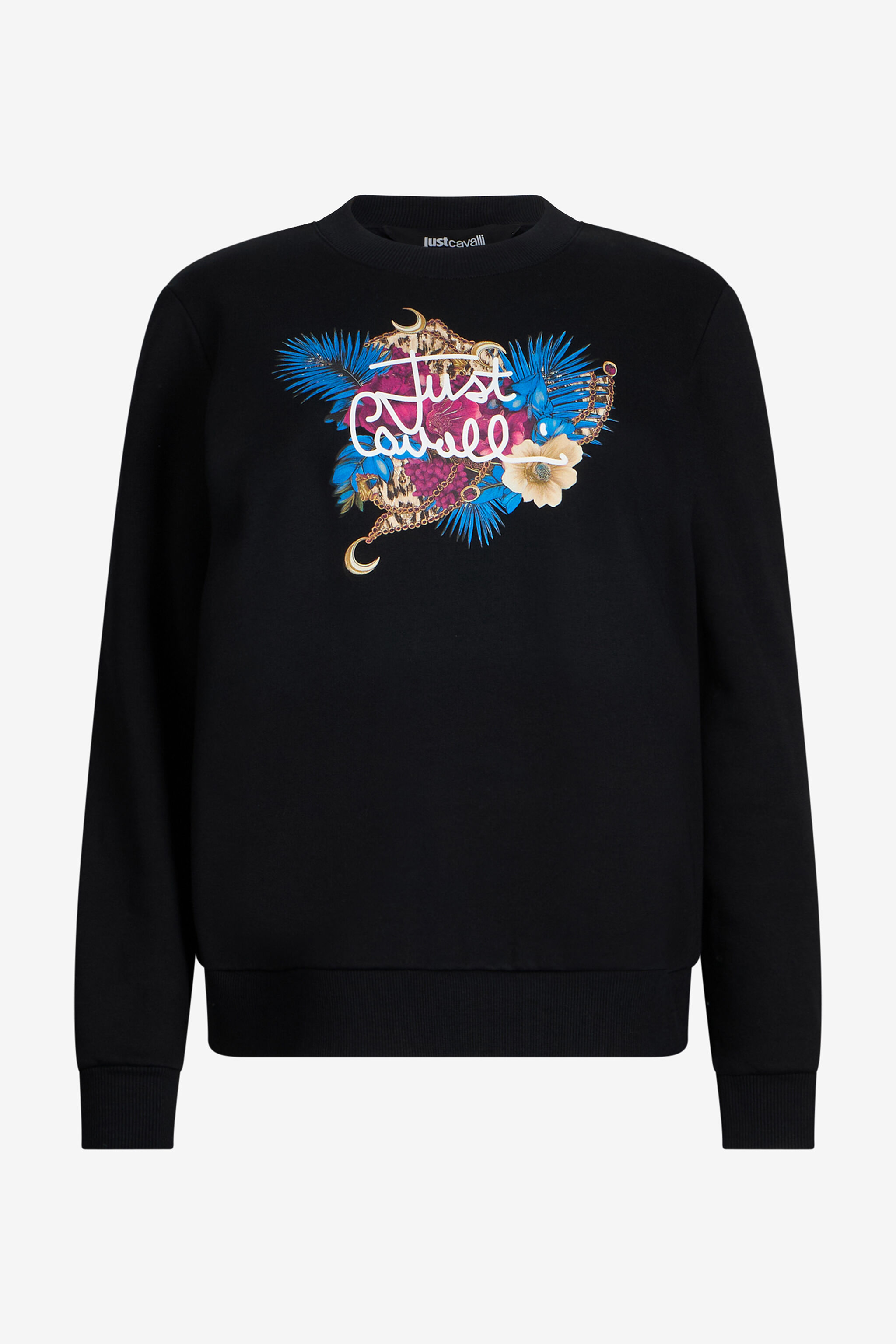 JC Schwarzes Sweatshirt mit Floralem Logo-Print BLACK VFS025-VF349