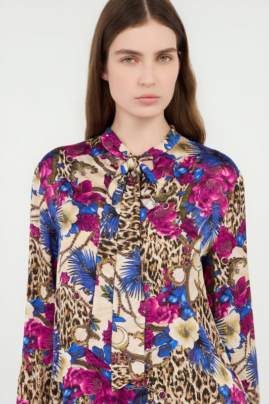 JC Flower Leo Print Shirt 700 BEIGE + 343 CILI VFT235-VF382