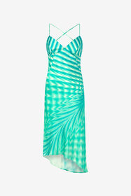 RC Asymmetric Dress With All-Over Print Light green UKT114-RYN47