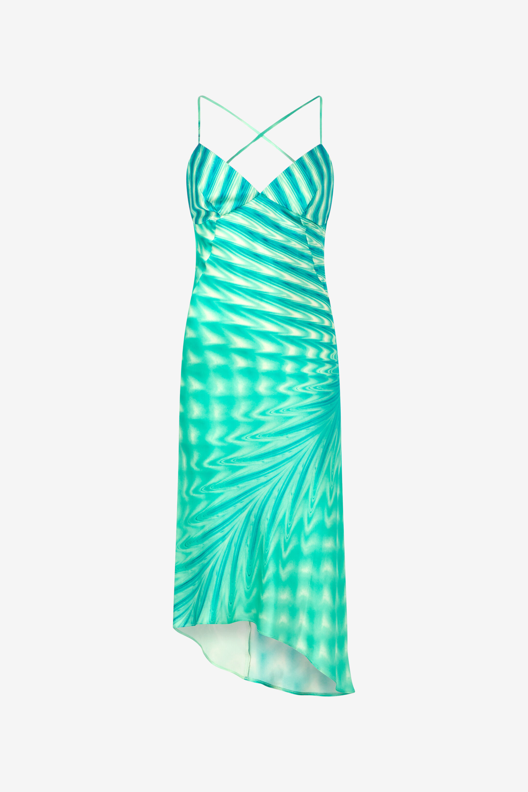 RC Asymmetrisches Kleid mit Optical-Glass-Print Hellgrün UKT114-RYN47