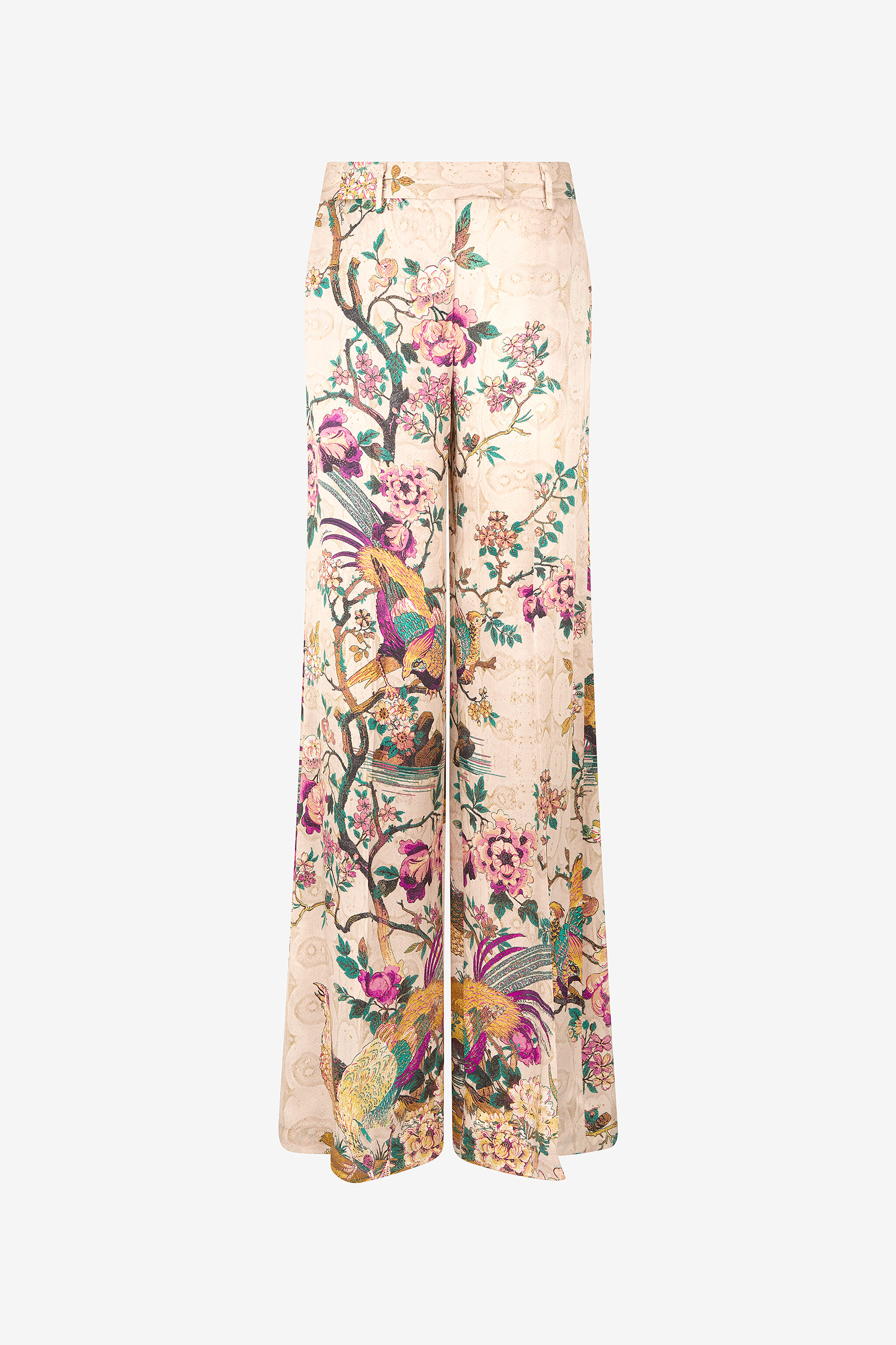 RC Palazzohose Mit Oriental Bird Print Elfenbein/Rosa VKT201-TYP76